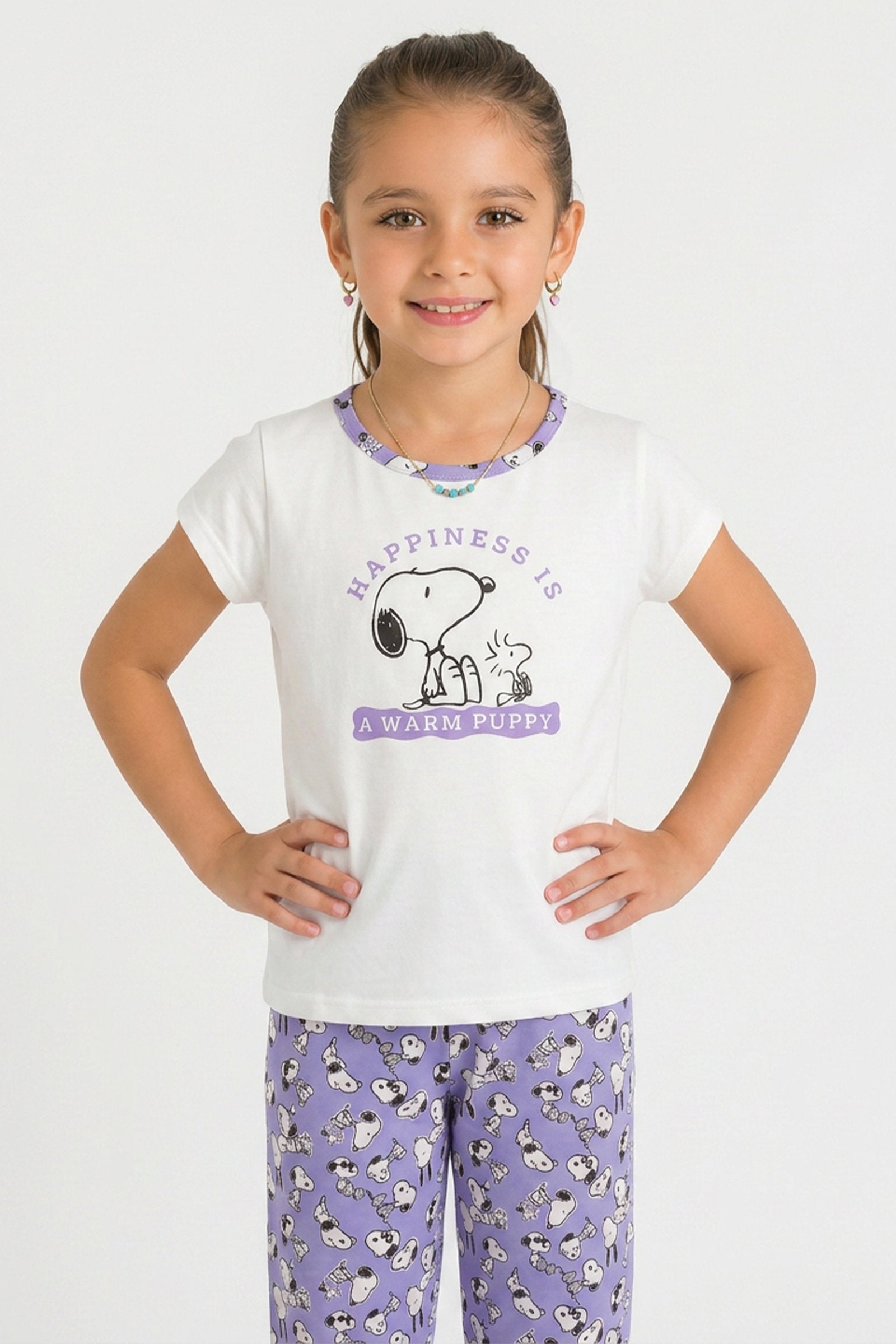Pijama de niña snoopy manga corta imagen 2