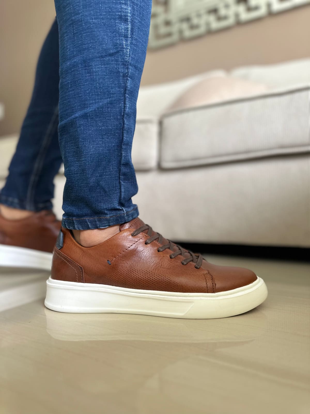 SNEAKERS NEW -CUERO VACUNO REF:SPN 3312 MIEL imagen 2