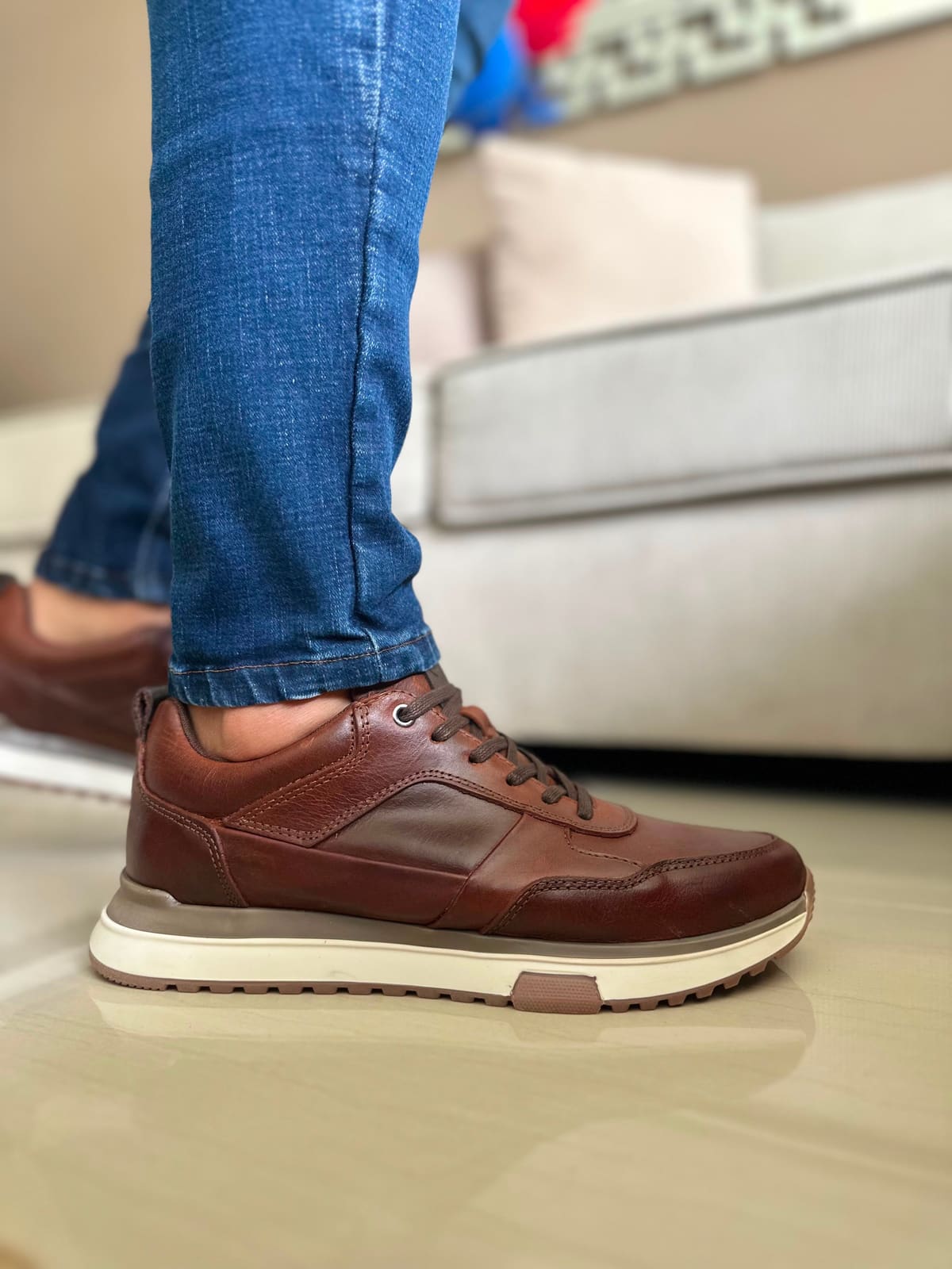 SNEAKERS TUW EN CUERO-REF: 2091 CANELA imagen 3