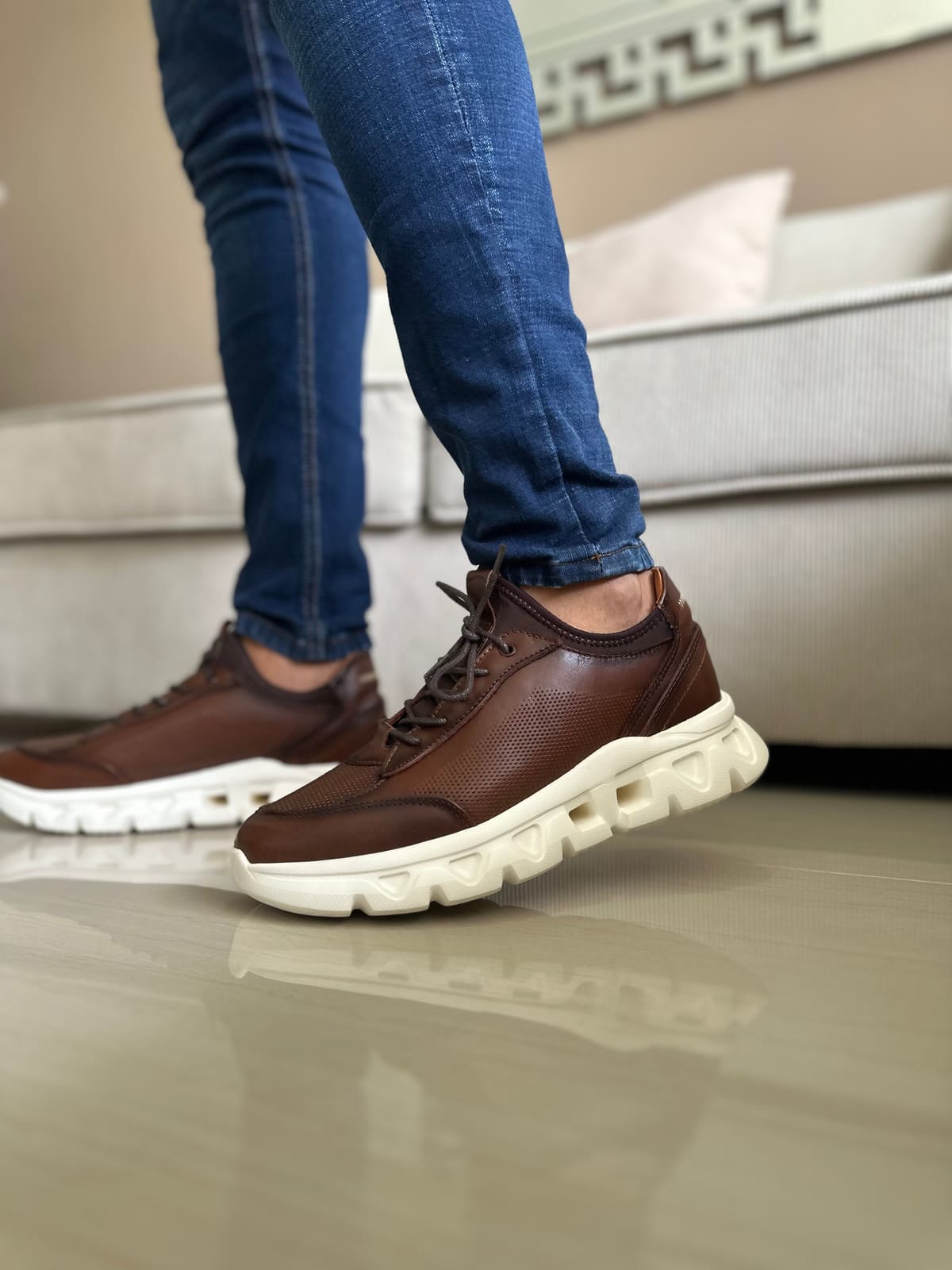 SNEAKERS LIT.-CUERO HOMBRE REF: 402 MIEL imagen 2
