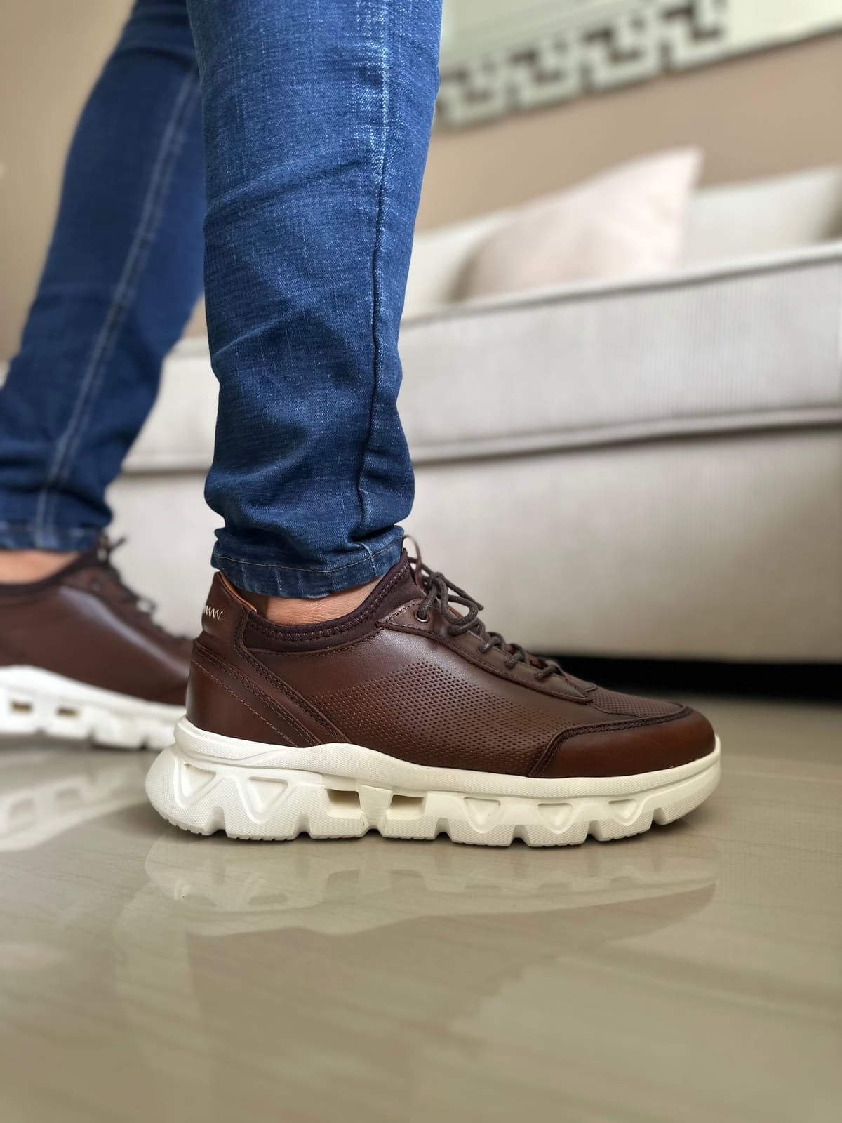 SNEAKERS LIT.-CUERO HOMBRE REF: 402 MIEL imagen 3
