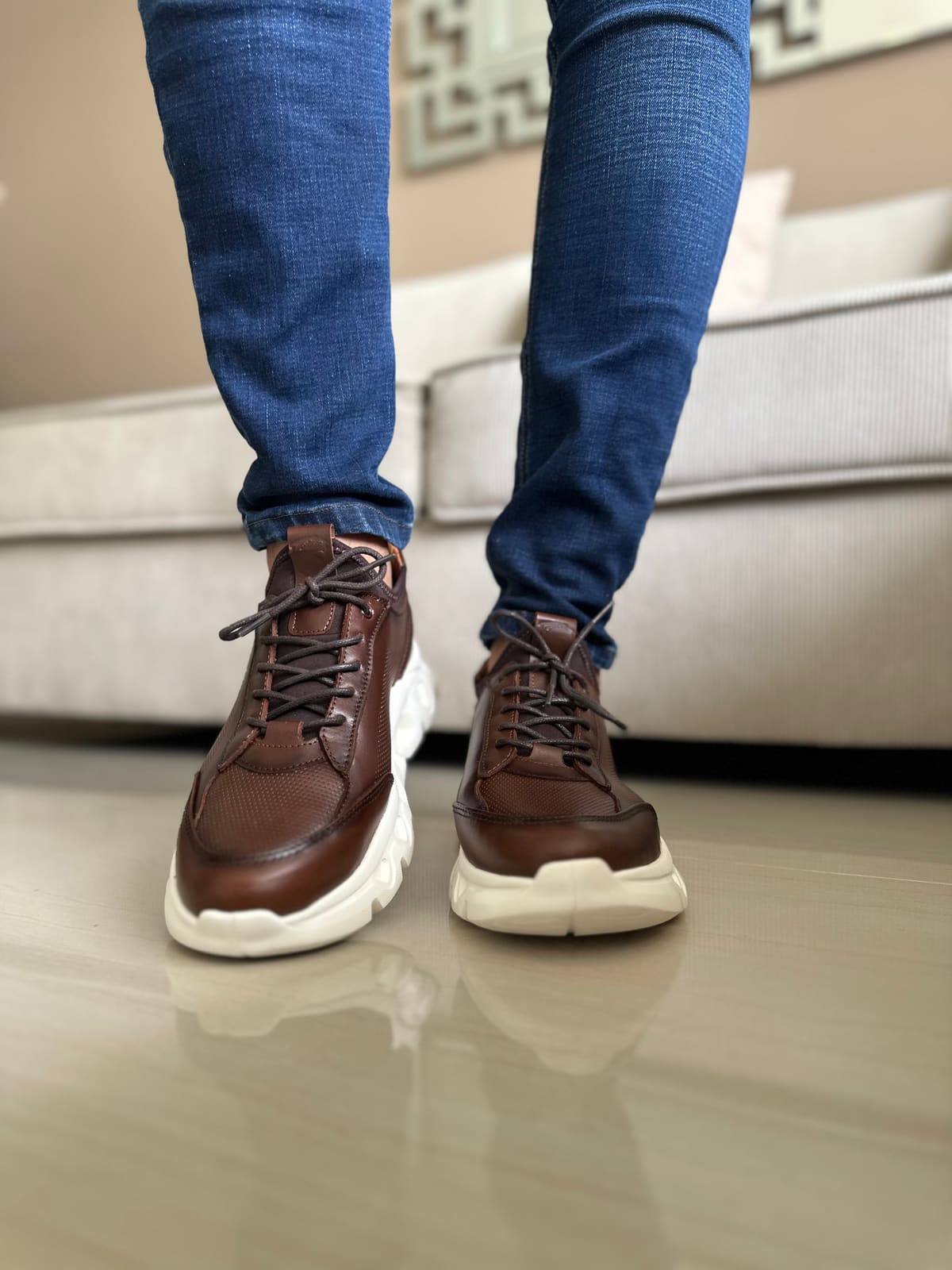 SNEAKERS LIT.-CUERO HOMBRE REF: 402 MIEL imagen 4