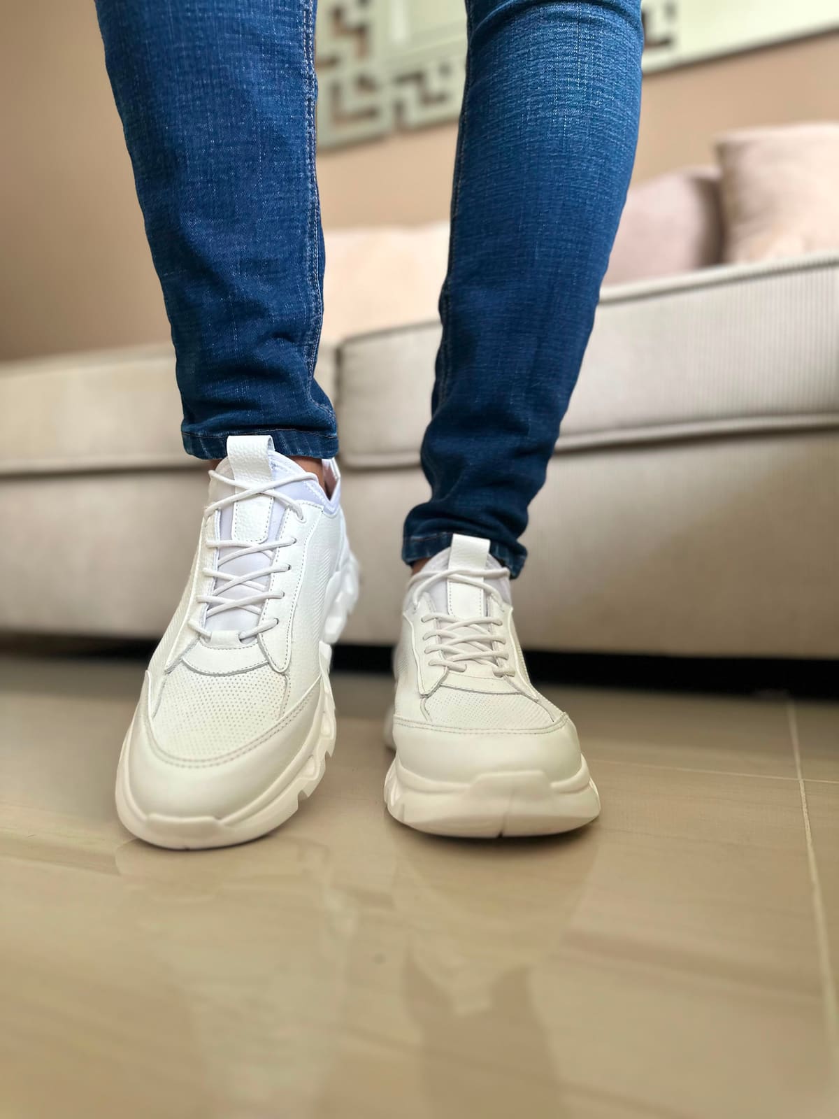 SNEAKERS LIT.-CUERO HOMBRE REF: 402 BLANCO imagen 3