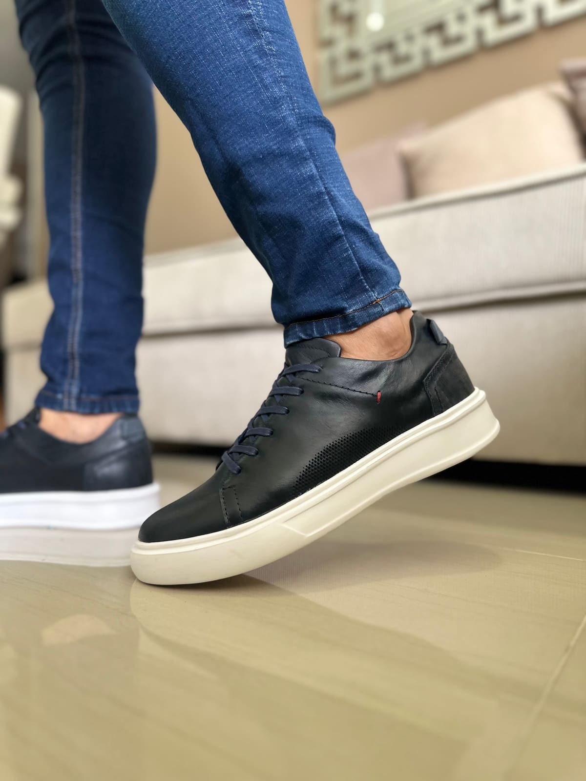 SNEAKERS EN CUERO VACUNO AZUL REF 3312 AZUL imagen 3