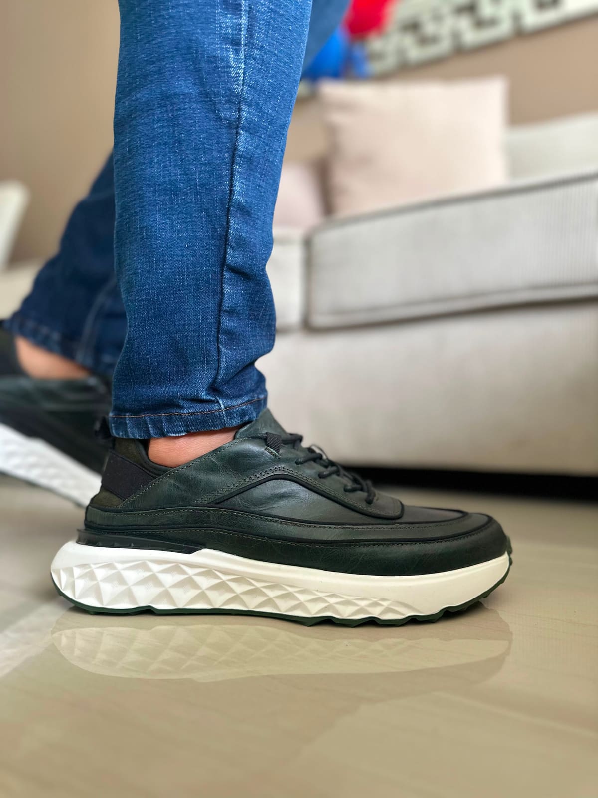 SNEAKERS OLI-CUERO VERDE VACUNO -REF 3309V imagen 2