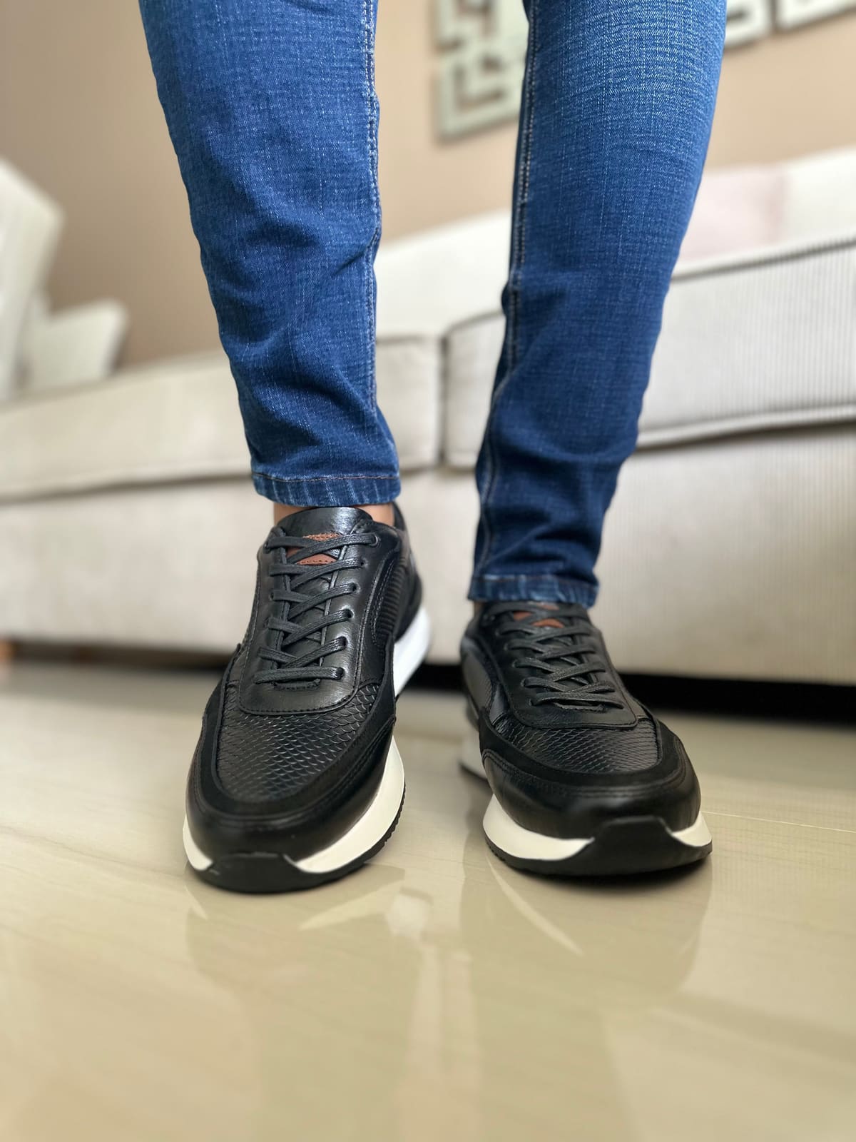 SNEAKERS NICK - PARA HOMBRE - EN CUERO NEGRO- REF: 3205 imagen 2