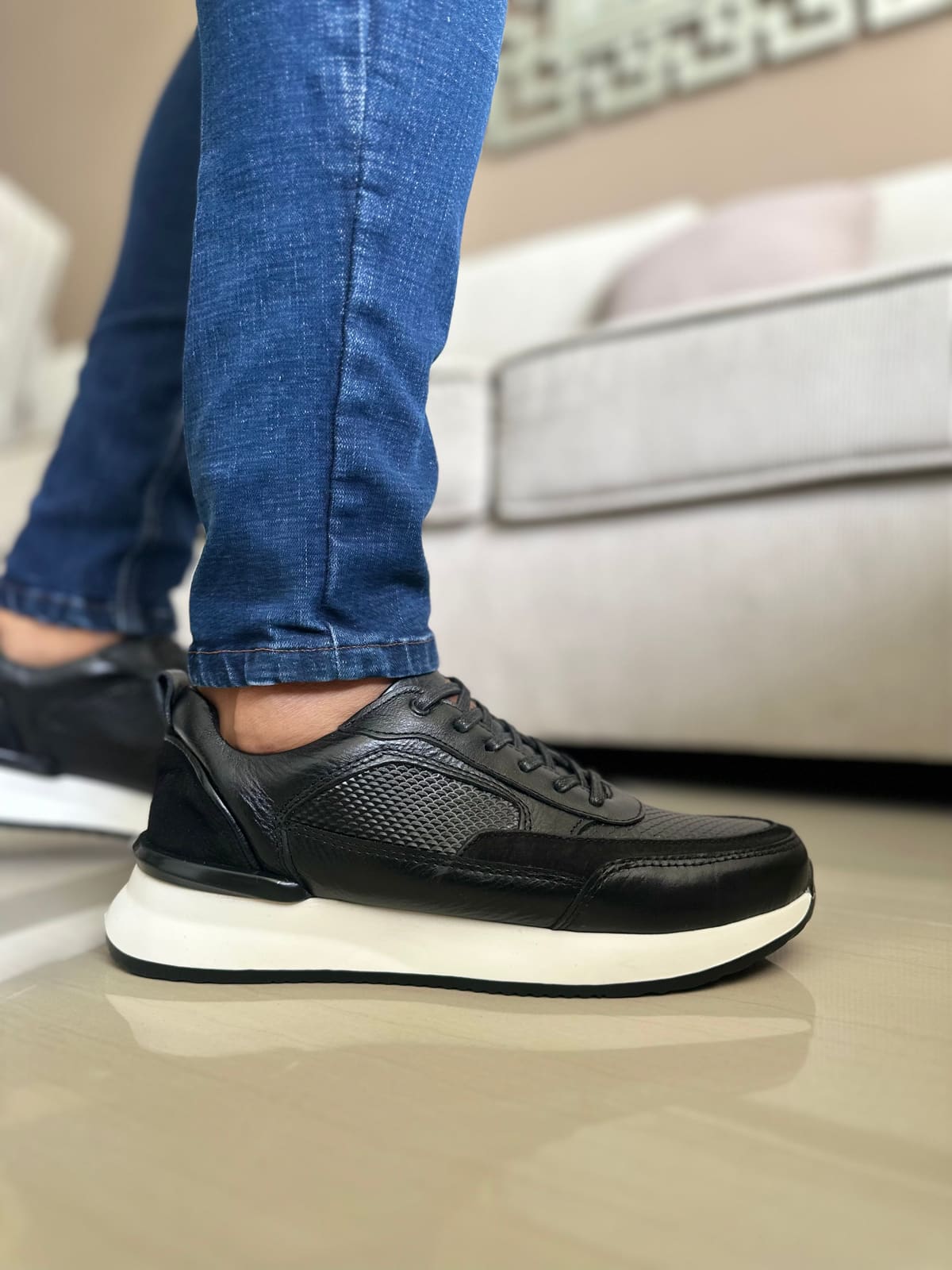 SNEAKERS NICK - PARA HOMBRE - EN CUERO NEGRO- REF: 3205 imagen 3