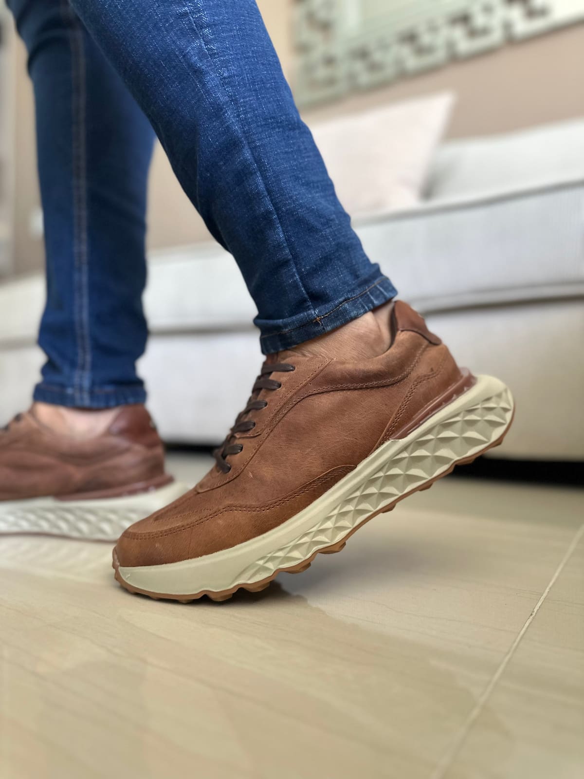 SNEAKERS OLI-CUERO VACUNO -REF: 3322 CREMA imagen 2