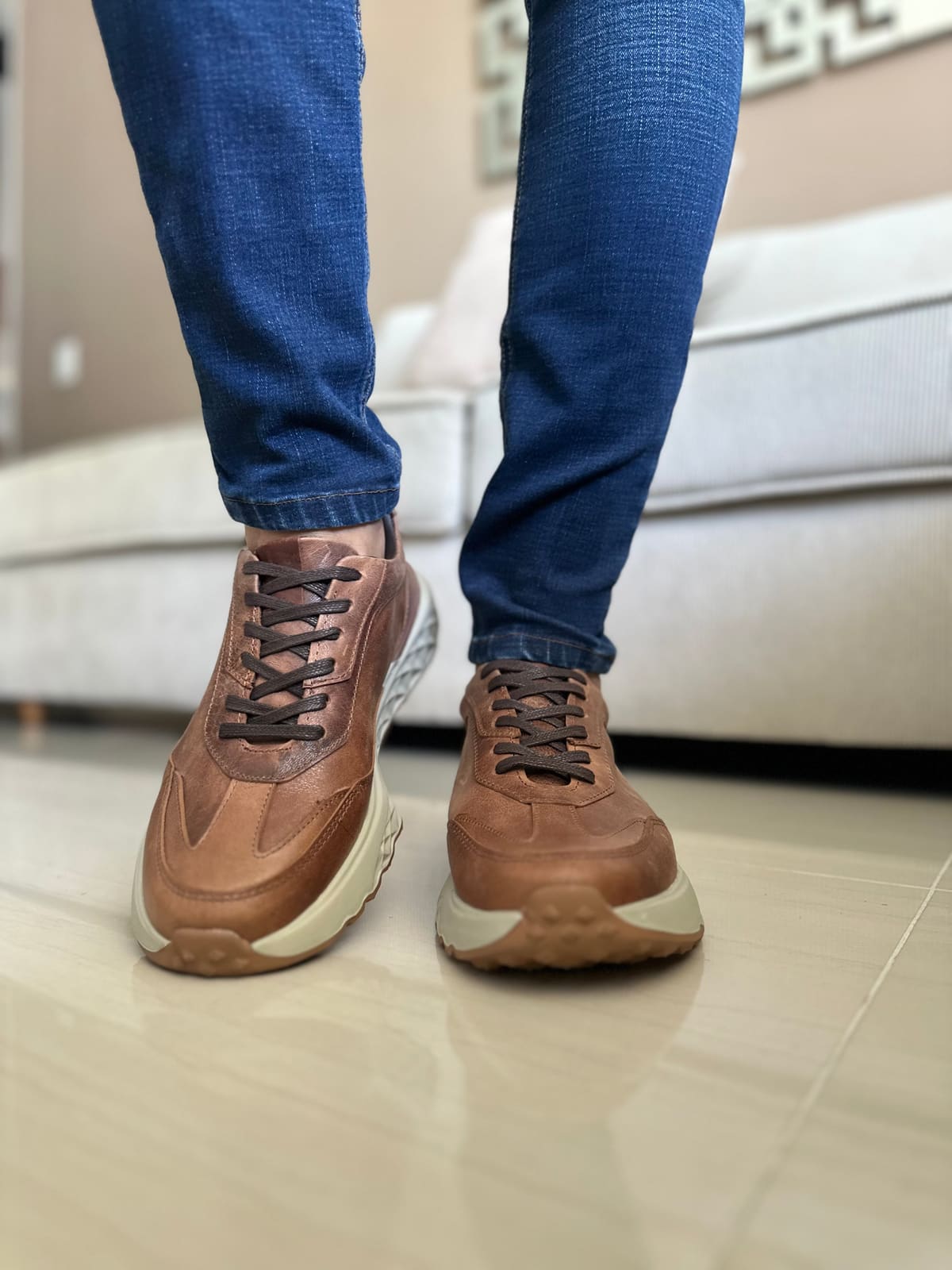 SNEAKERS OLI-CUERO VACUNO -REF: 3322 CREMA imagen 3