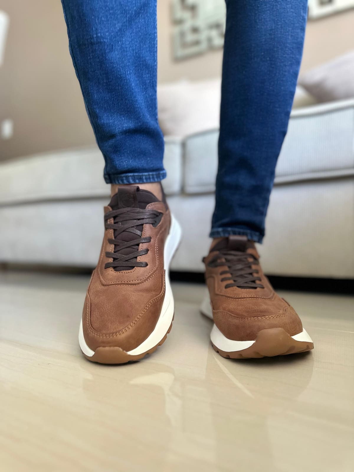 SNEAKERS BIN -CUERO REF:3308CREMA imagen 2