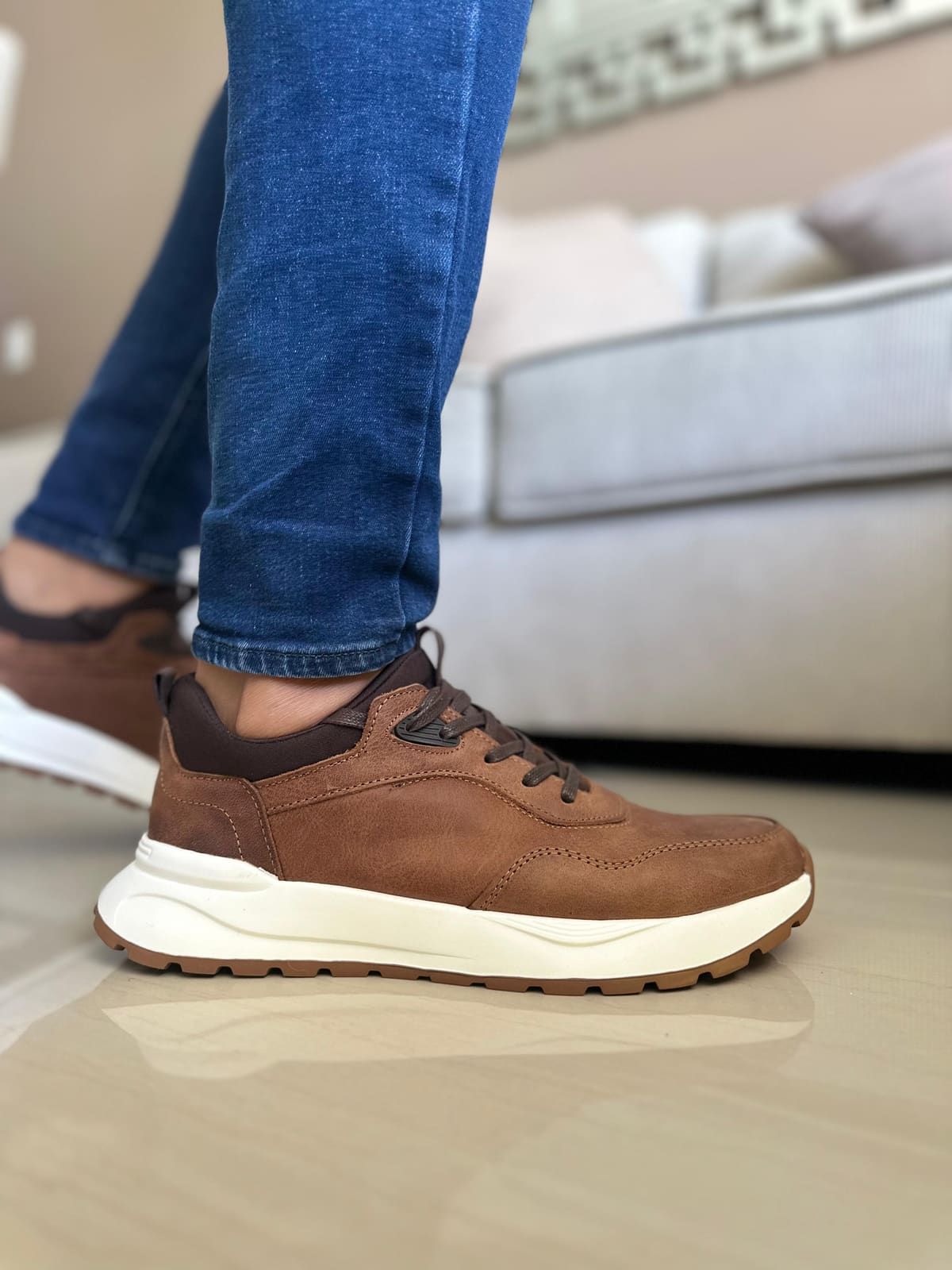SNEAKERS BIN -CUERO REF:3308CREMA imagen 3