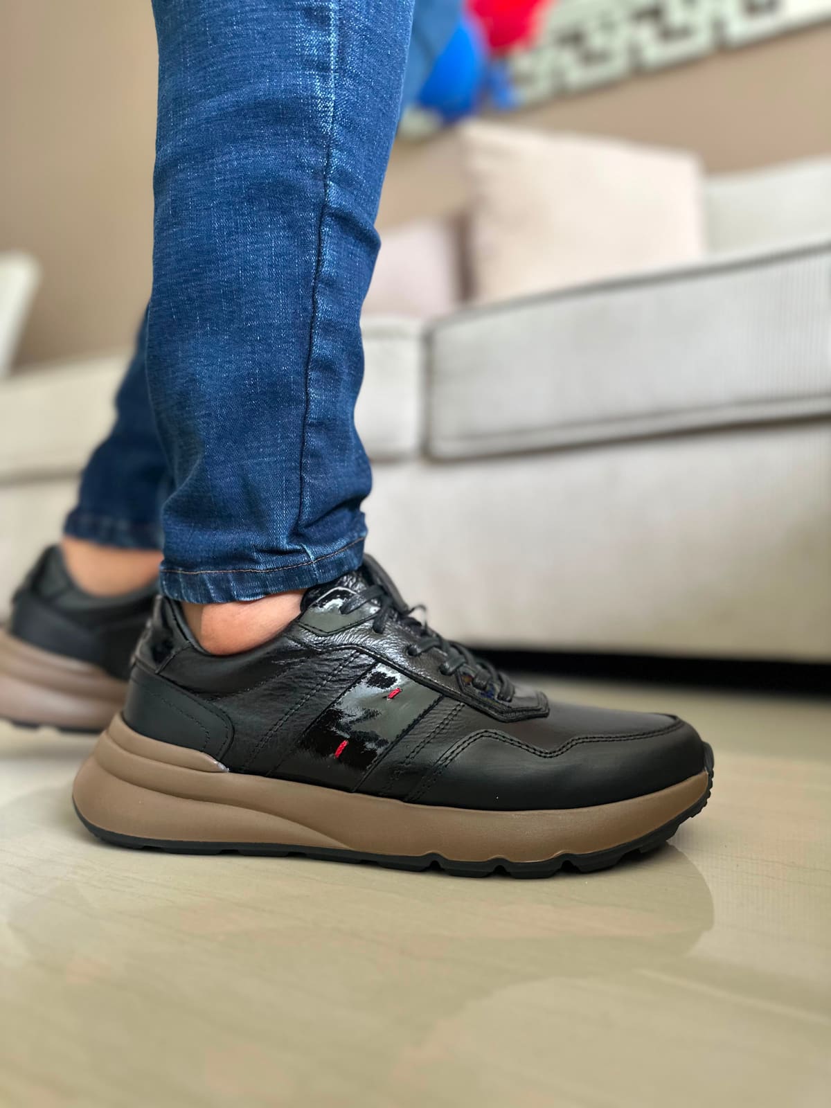 SNEAKERS POUL CUERO- REF: 313 NEGRO imagen 2