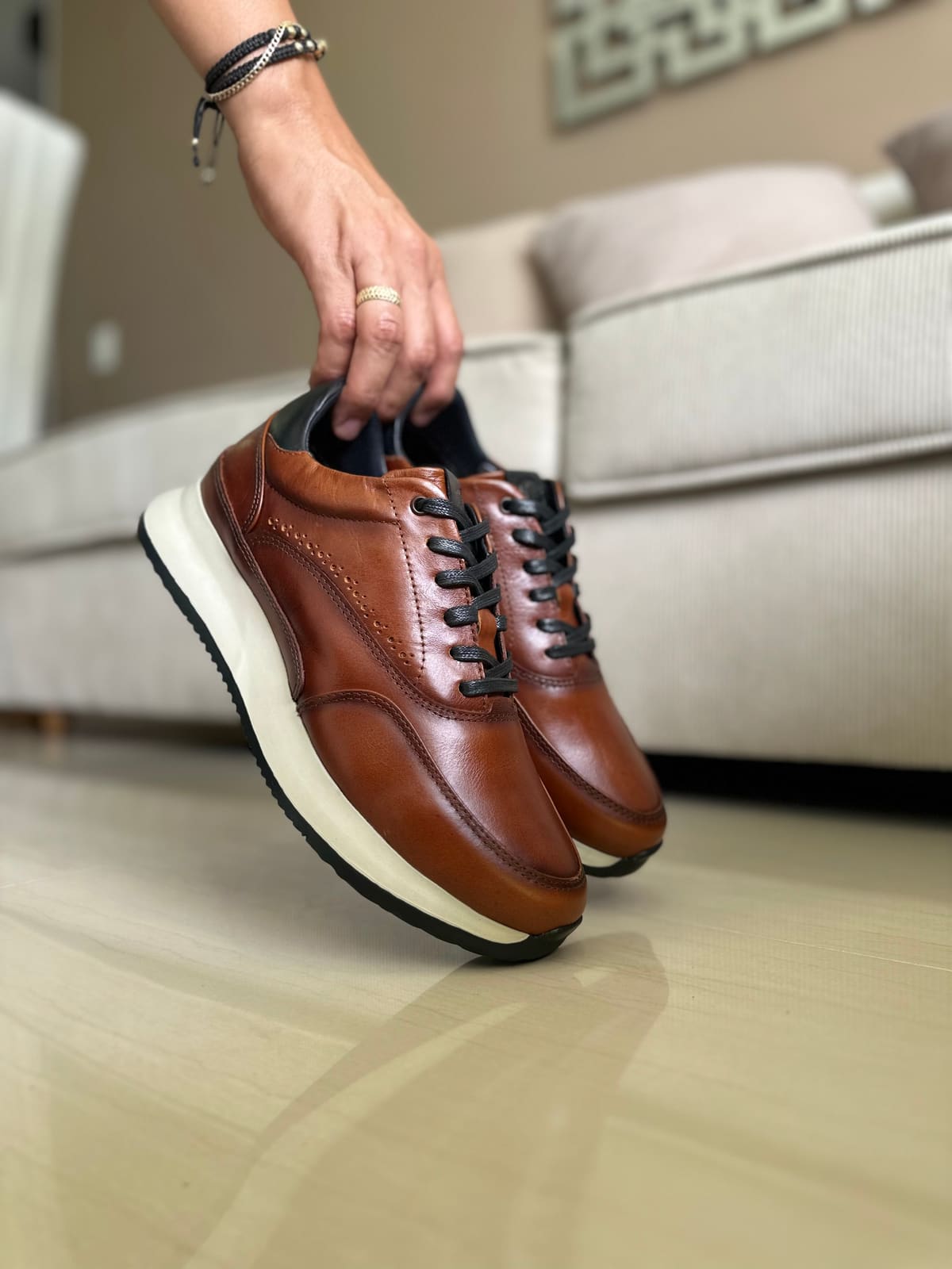 SNEAKERS TOPAXI- CUERO LISO CONAC REF:T15 imagen 4