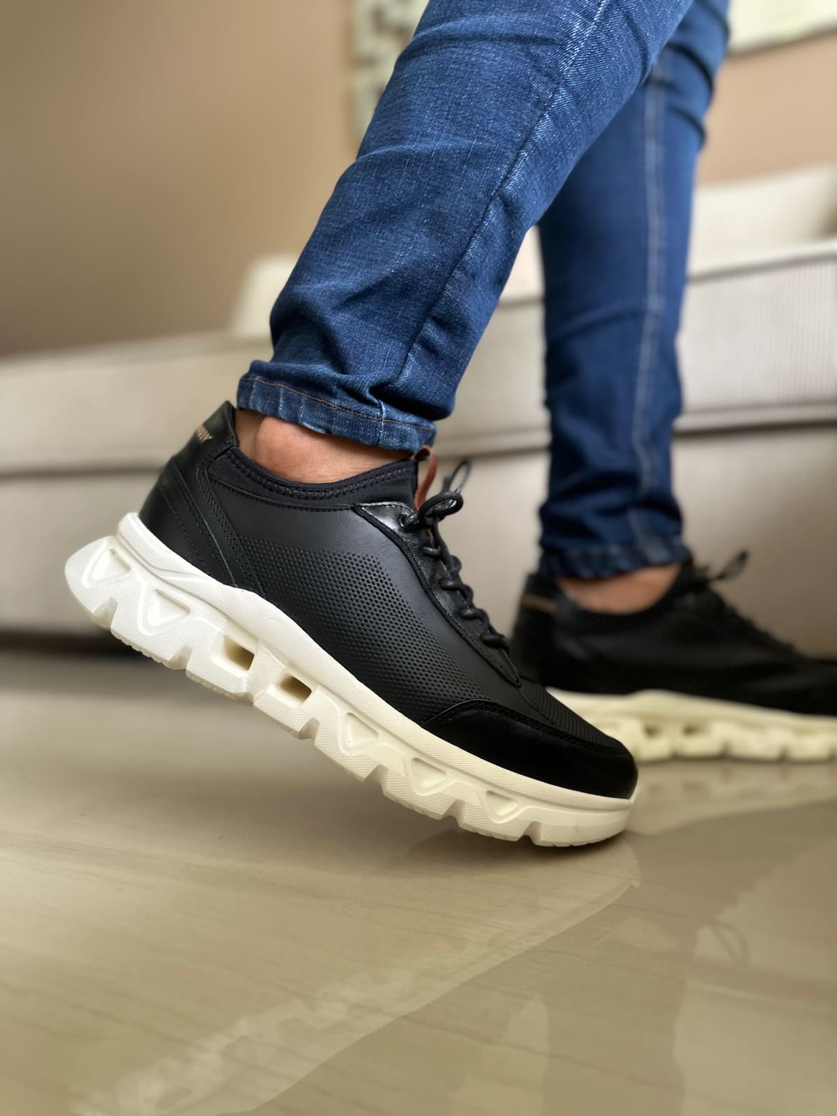 SNEAKERS LIT.-CUERO HOMBRE REF: 402 NEGRO imagen 2
