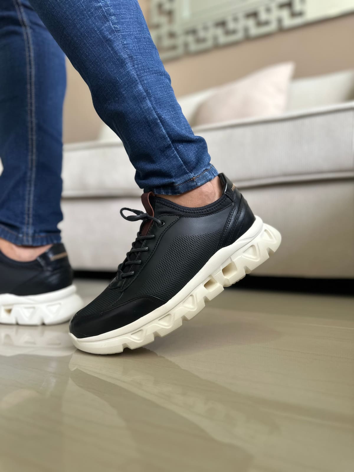 SNEAKERS LIT.-CUERO HOMBRE REF: 402 NEGRO imagen 3