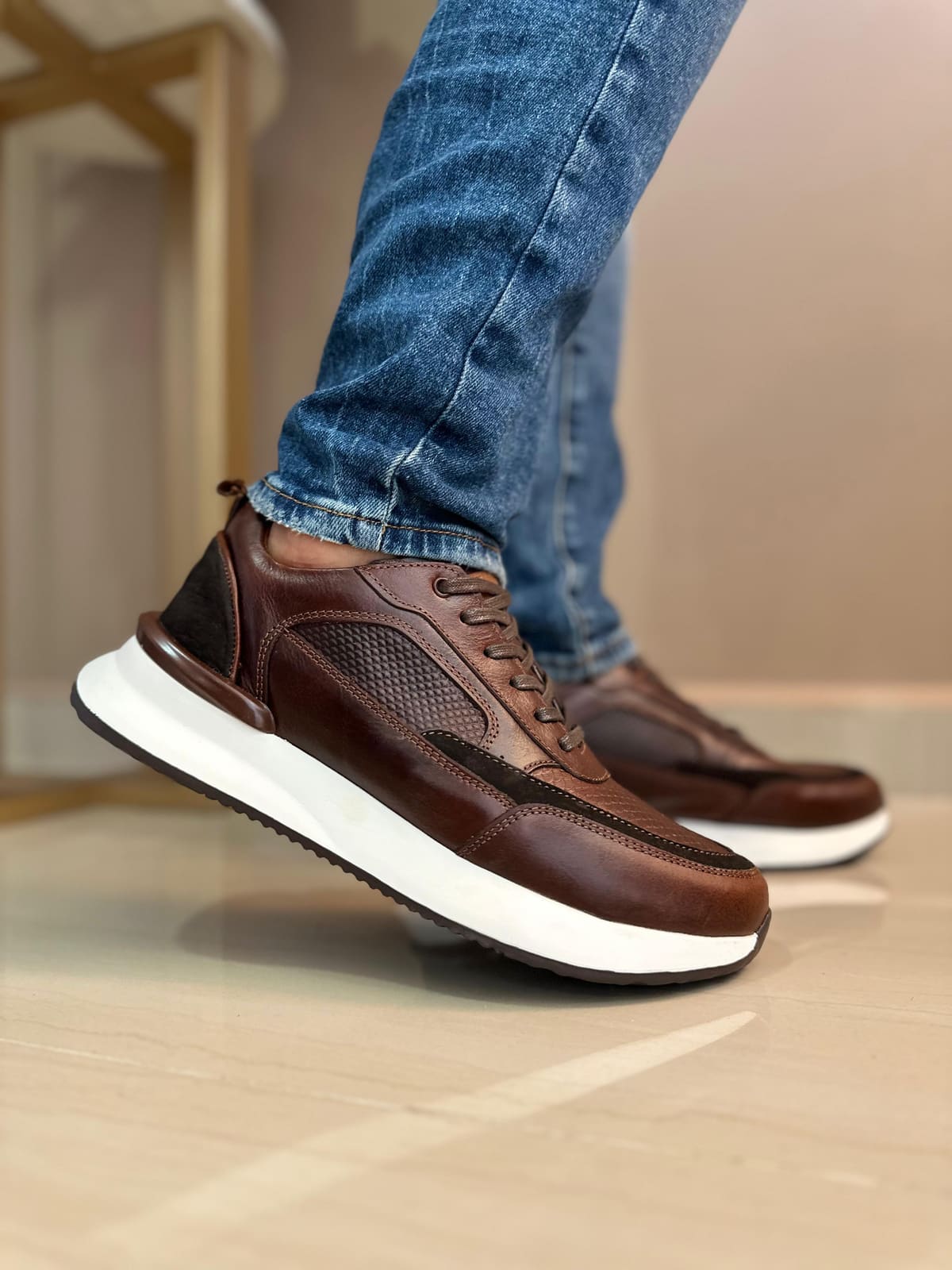 SNEAKERS NICK - PARA HOMBRE - EN CUERO CONAC- REF: 3205 imagen 2