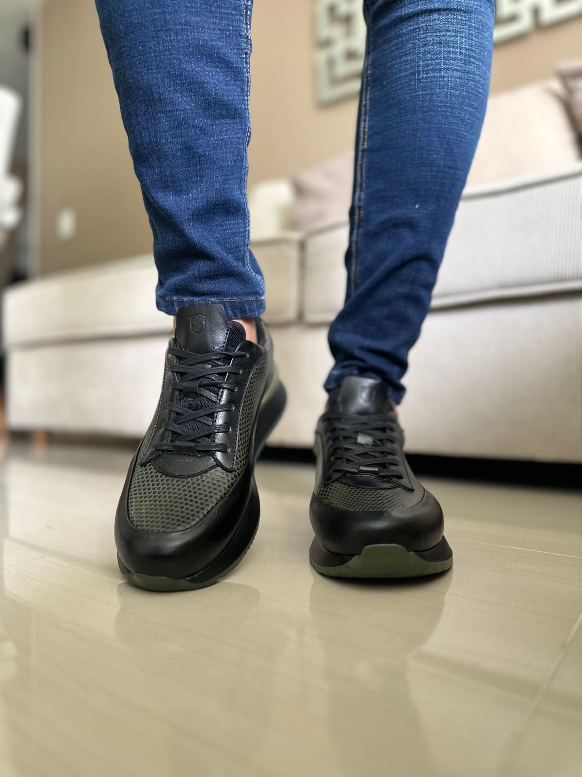 SNEAKERS CUERO-REF:2175 NEGROXVERDE imagen 2