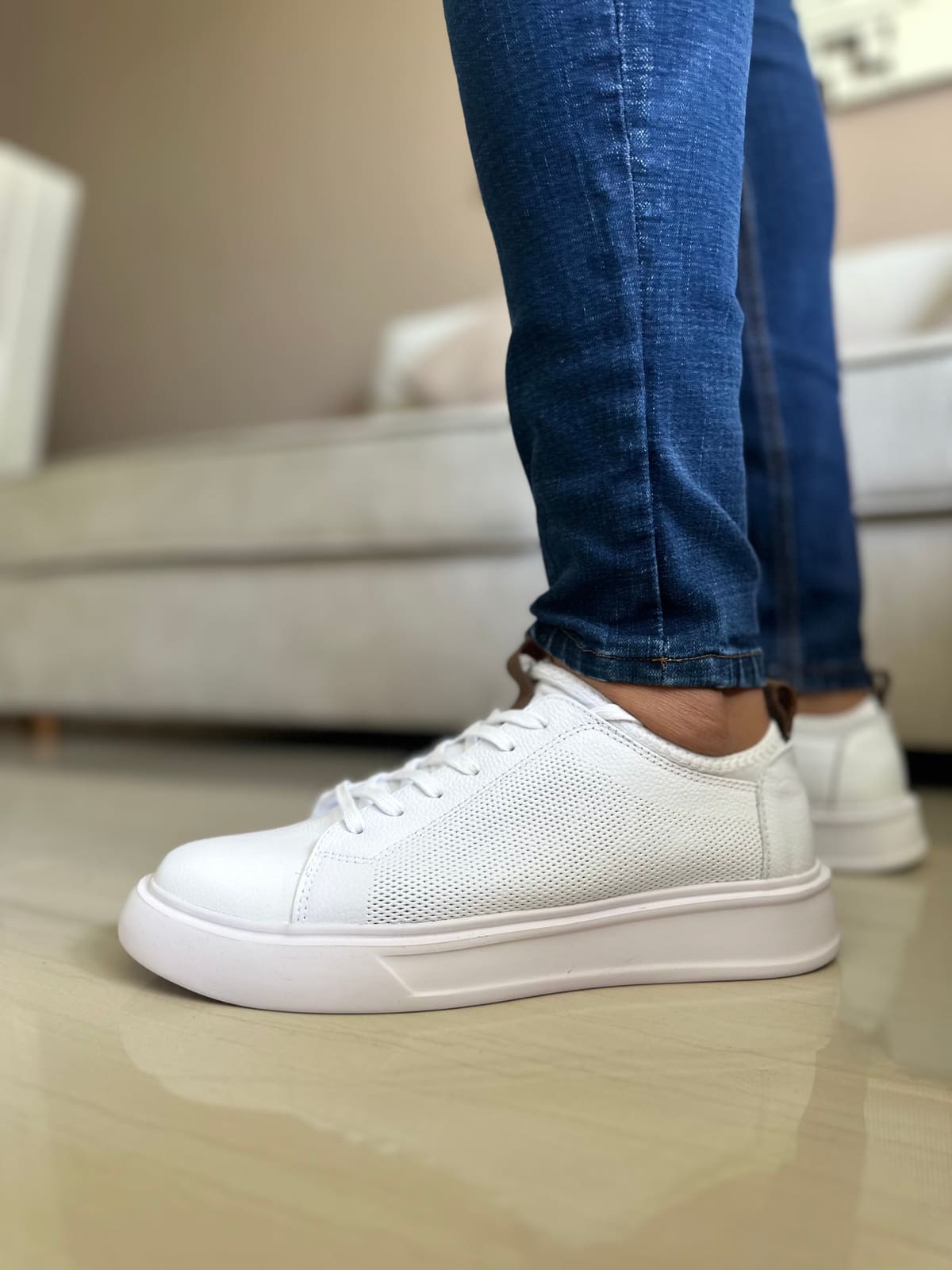 SNEAKER SPLIT BLANCOS - EN CUERO - PARA HOMBRE - REF: SPN 3021 imagen 2