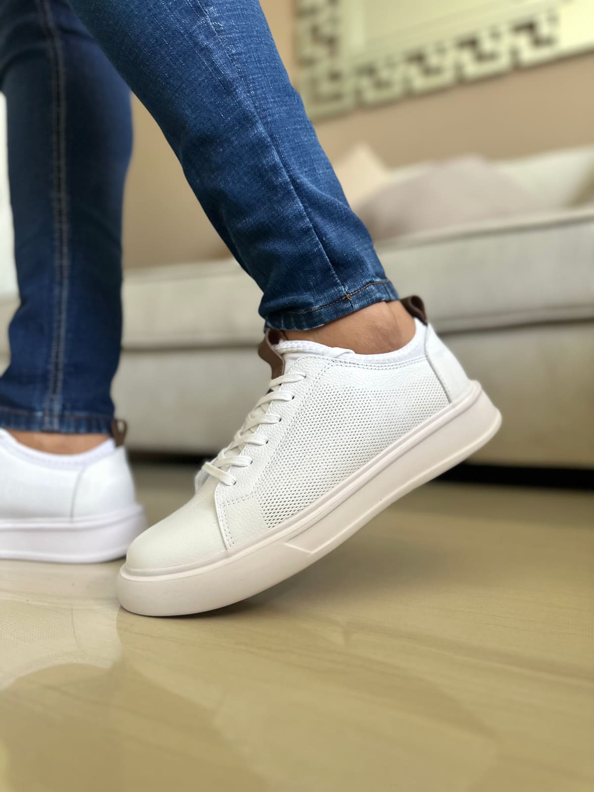 SNEAKER SPLIT BLANCOS - EN CUERO - PARA HOMBRE - REF: SPN 3021 imagen 3