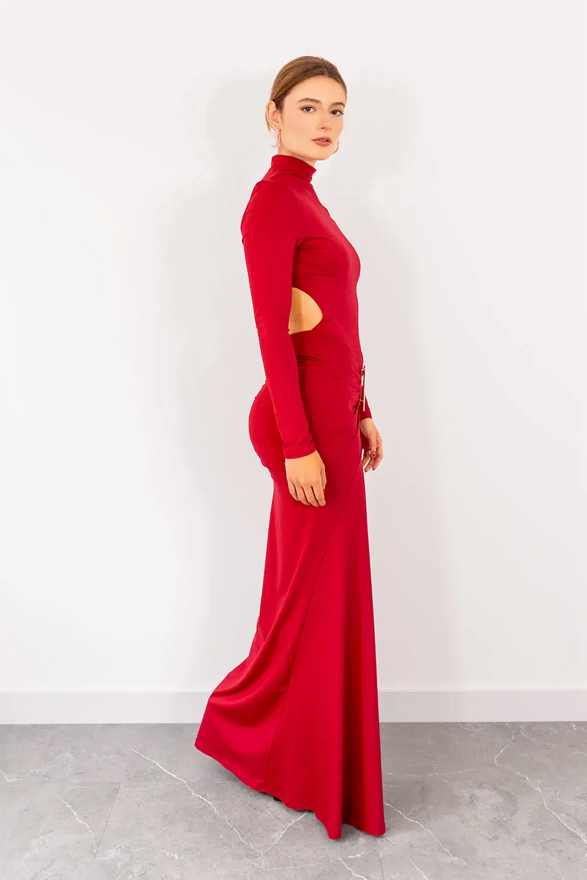 Vestido Ajustado Manga Larga Vinotinto imagen 5