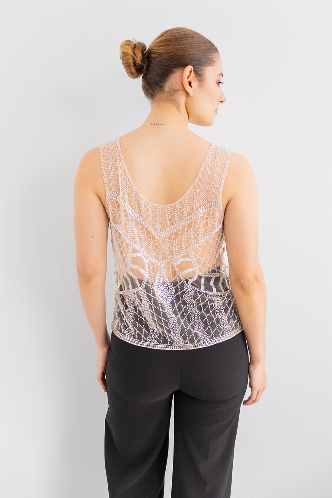 Blusa Bordada Canutillos Marfil imagen 2