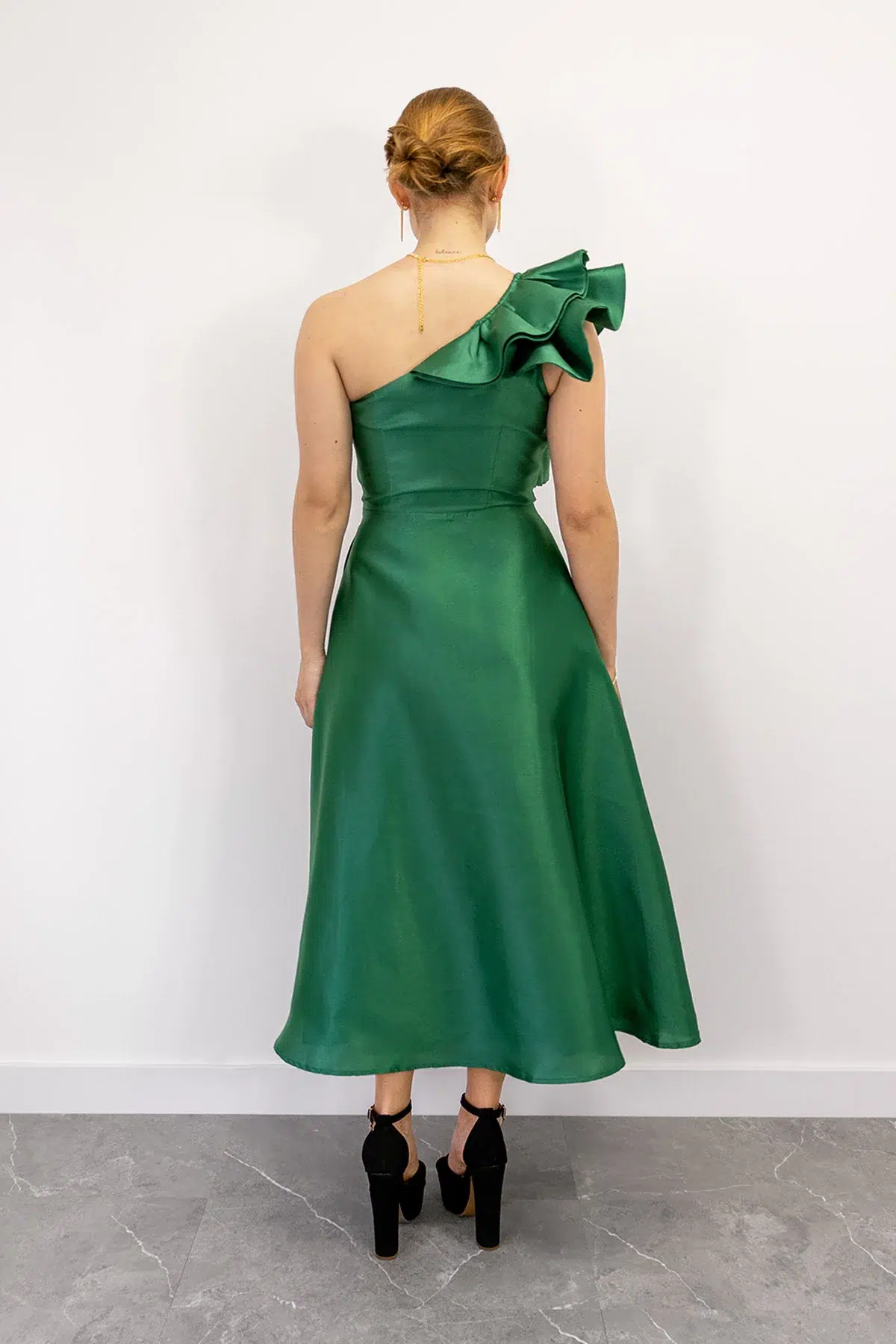 Vestido Asimetrico Boleros Falda en A Verde imagen 2