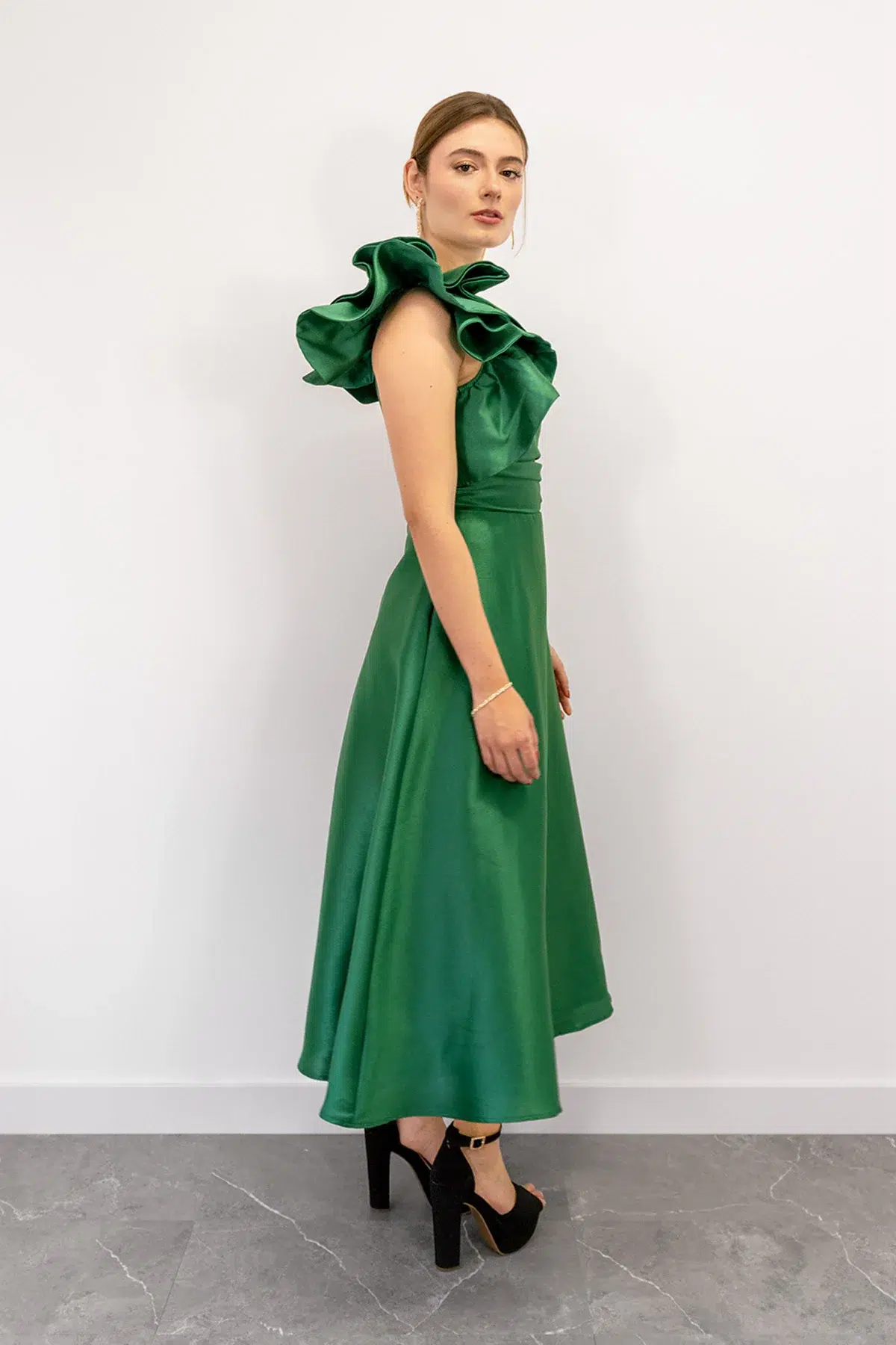 Vestido Asimetrico Boleros Falda en A Verde imagen 3