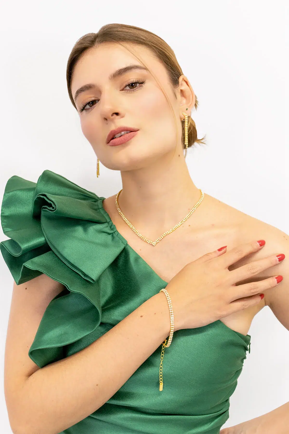 Vestido Asimetrico Boleros Falda en A Verde imagen 5