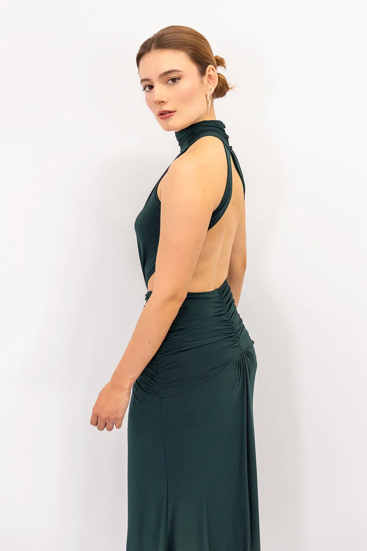 Vestido Cuello Halter Espalda Abierta Verde imagen 4