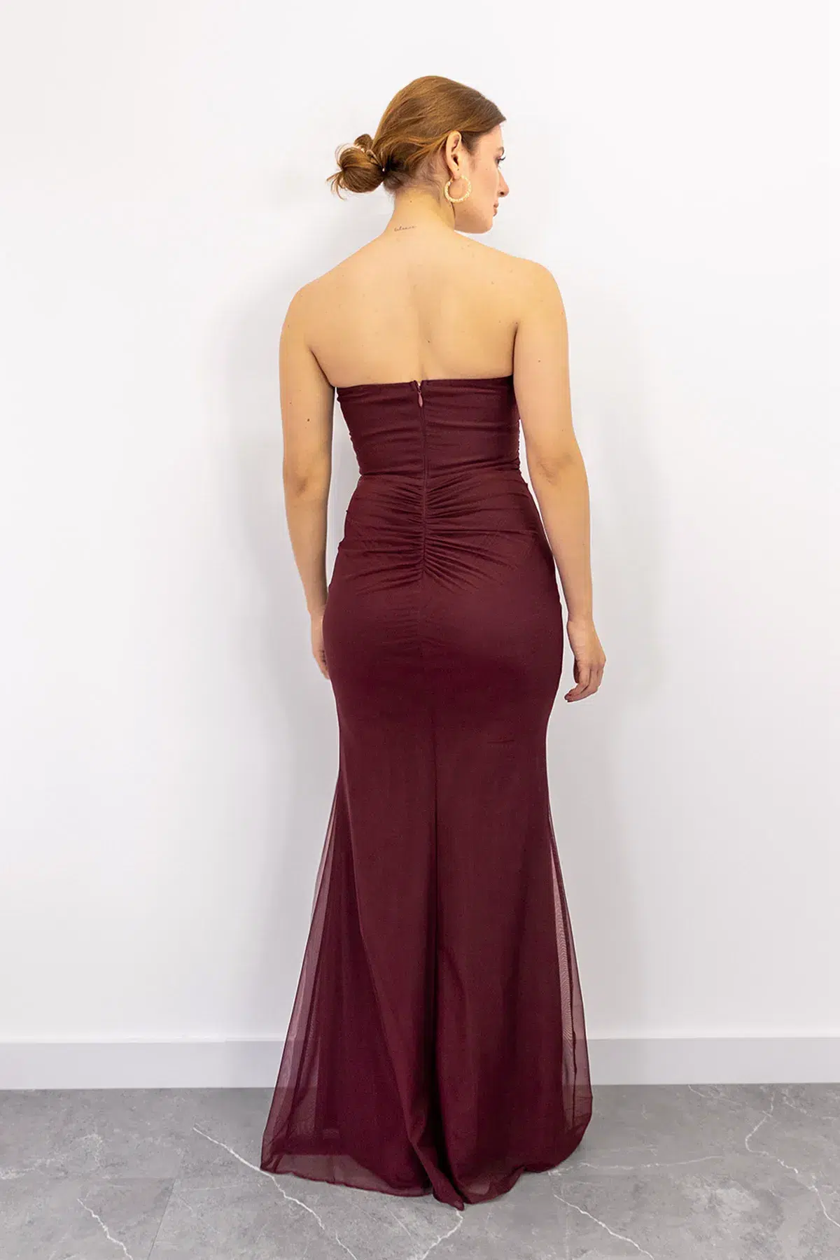 Vestido Corset Drapeado Vino imagen 2