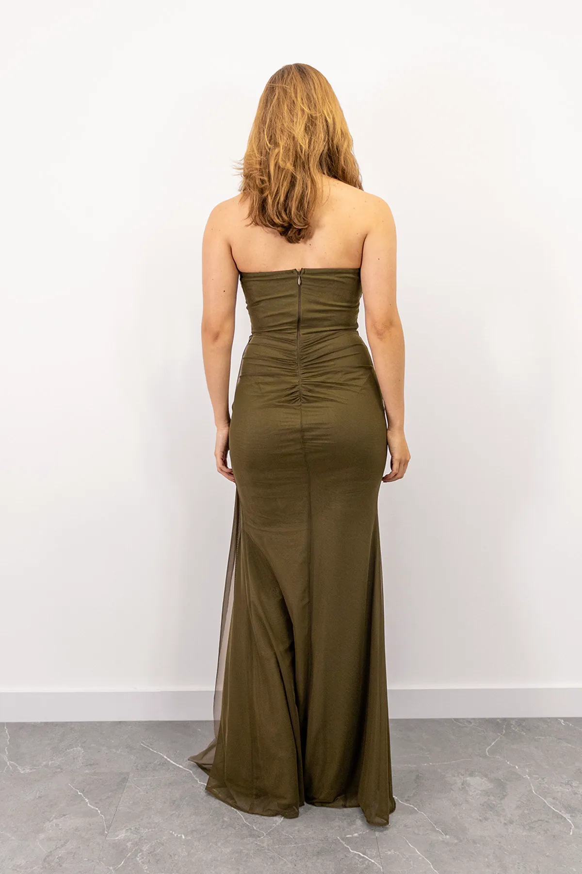 Vestido Corset Drapeado Olivo imagen 2