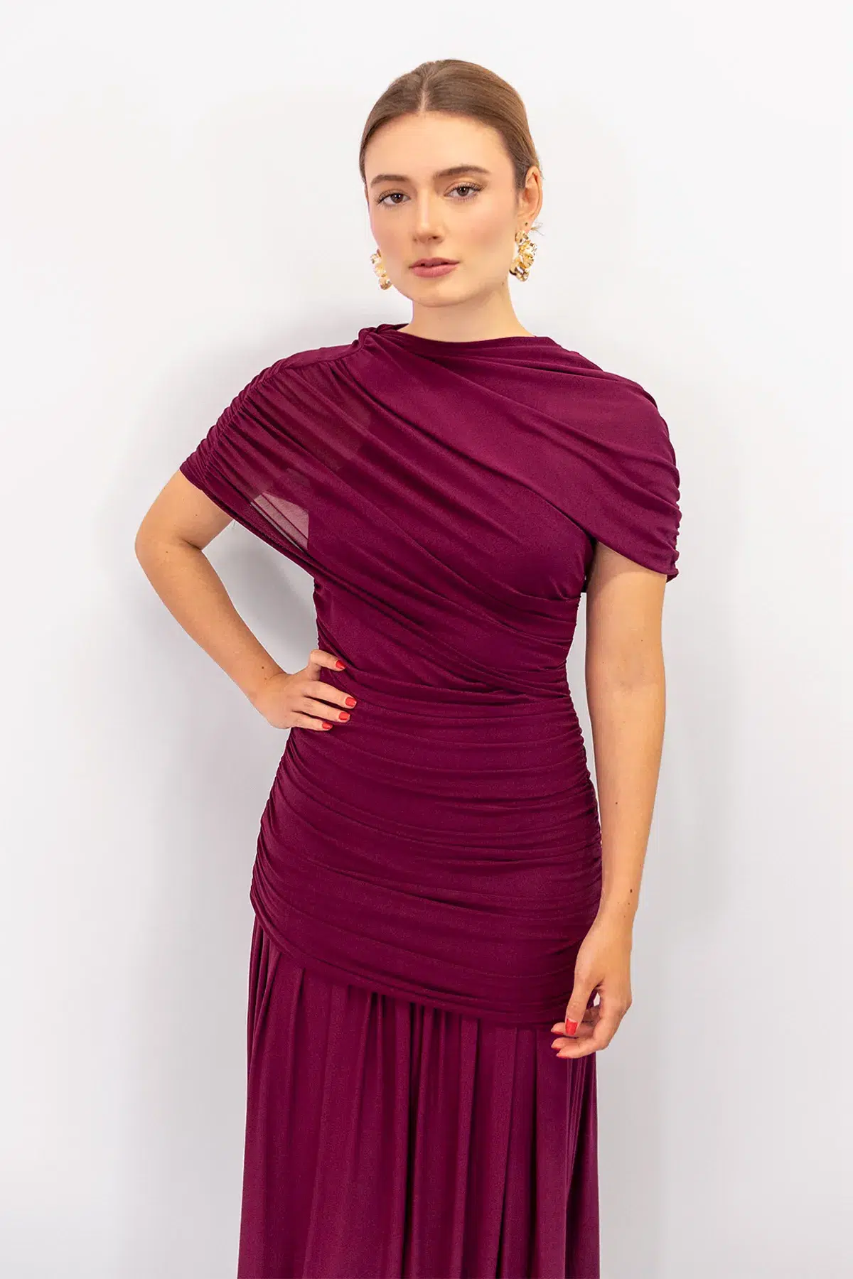 Vestido Ajuste Drapeado Uva imagen 3