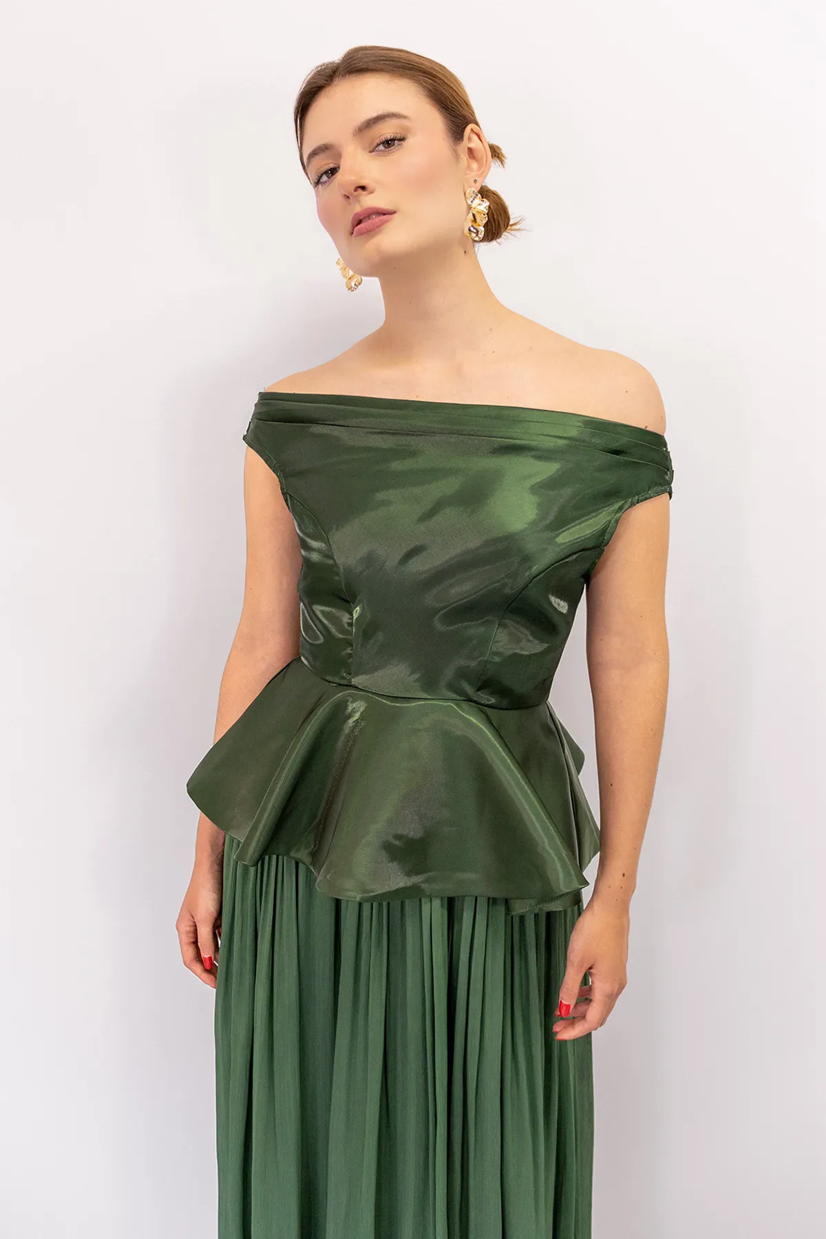 Vestido Blusa Peplum Verde imagen 2