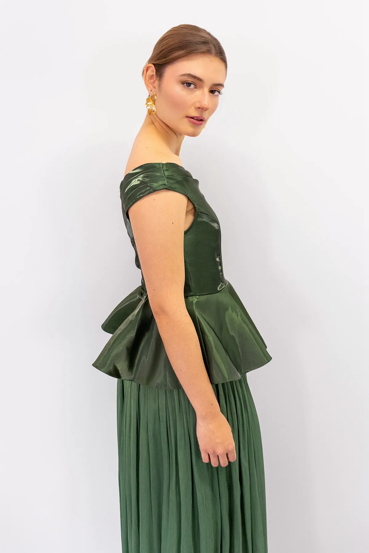 Vestido Blusa Peplum Verde imagen 3