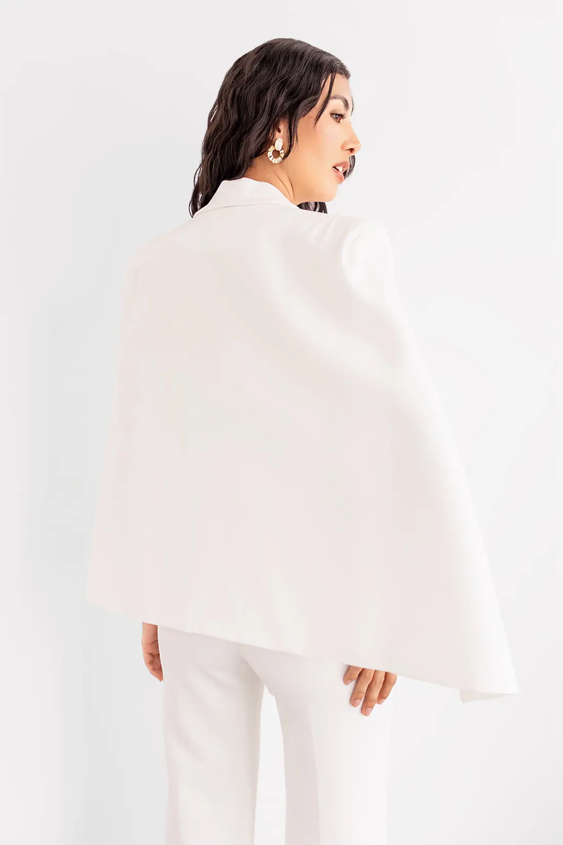 Blazer Capa con Solapa Marfil imagen 3