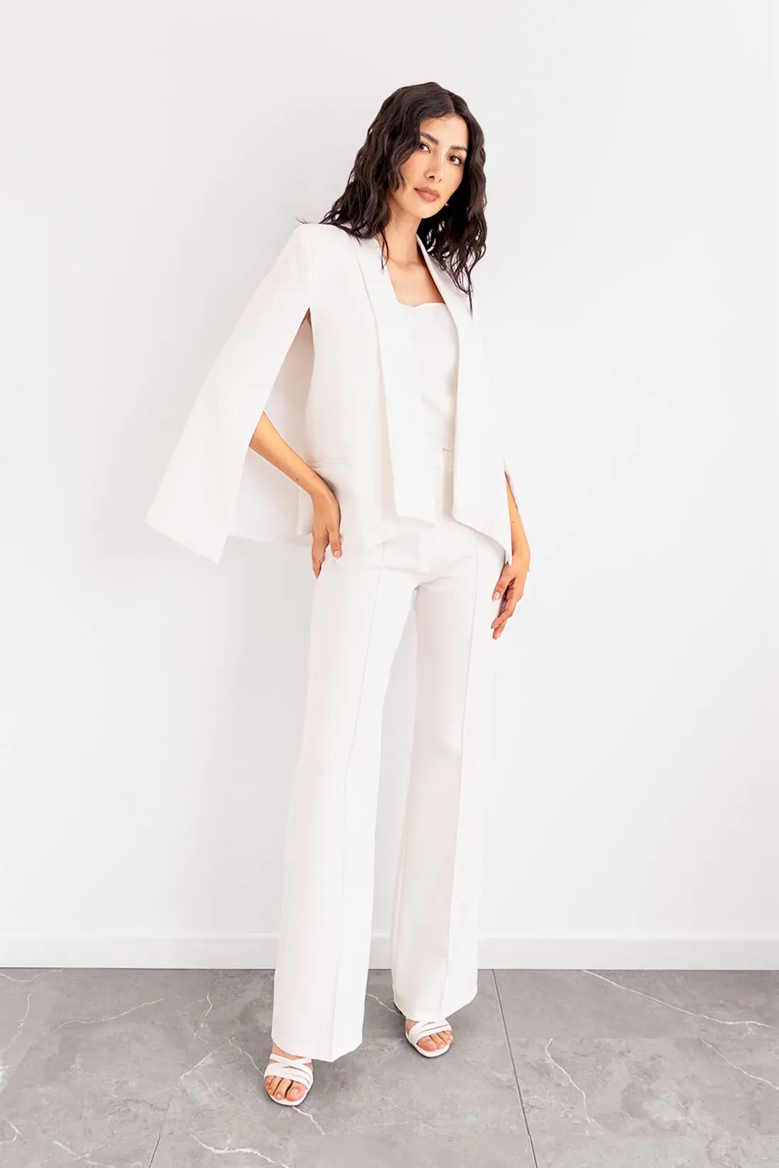 Blazer Capa con Solapa Marfil imagen 4