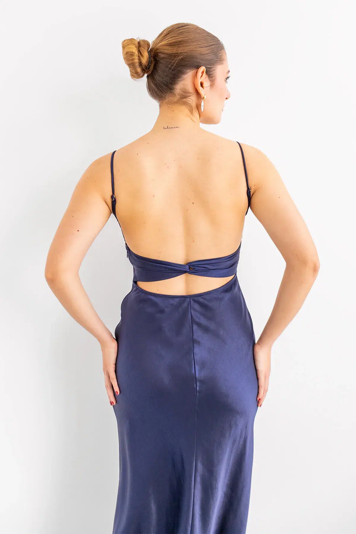 Vestido Espalda Nudo Azul Noche imagen 4