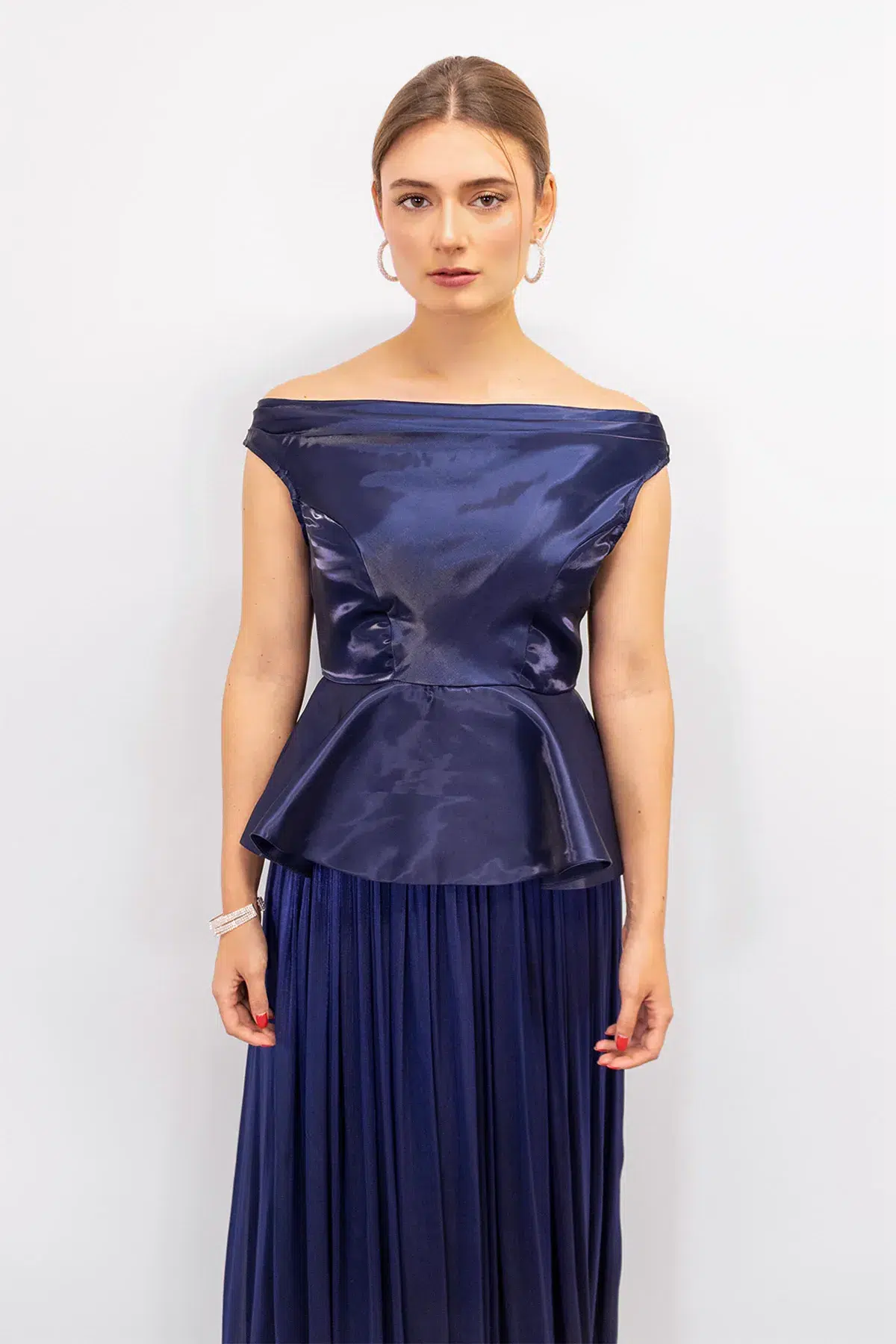 Vestido Blusa Peplum Azul Noche imagen 4