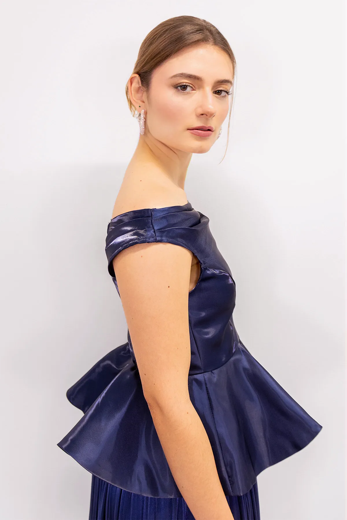Vestido Blusa Peplum Azul Noche imagen 5