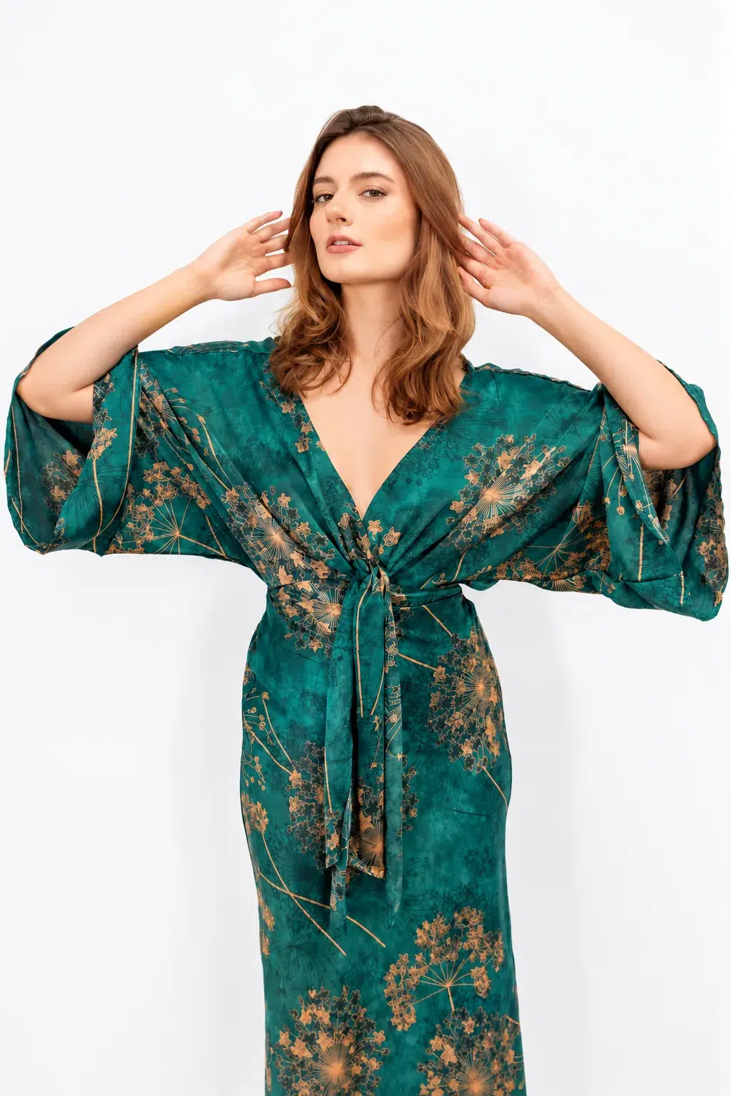 Vestido Kimono Print Verde imagen 3